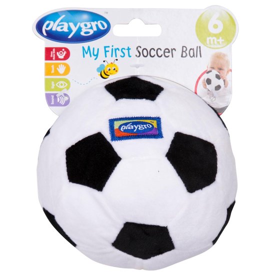 Playgro Baby Pluche Voetbal Zwart Wit met belletje