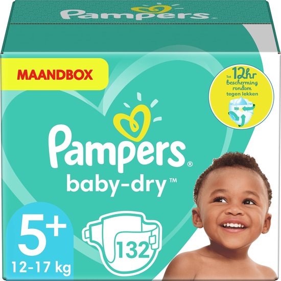 Pampers Baby-Dry Luiers - Maat 5+ (12-17 kg) - 132 stuks - Maandbox