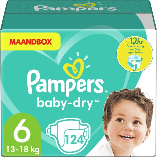 Pampers Baby-Dry Luiers - Maat 6 (13+ kg) - 124 stuks - Maandbox