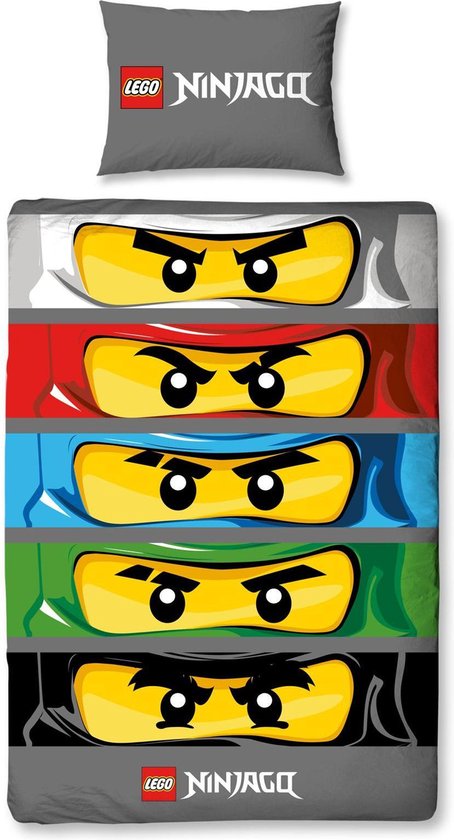 LEGO Ninjago - dekbedovertrek - eenpersoons - 140 x 200 cm - grijs