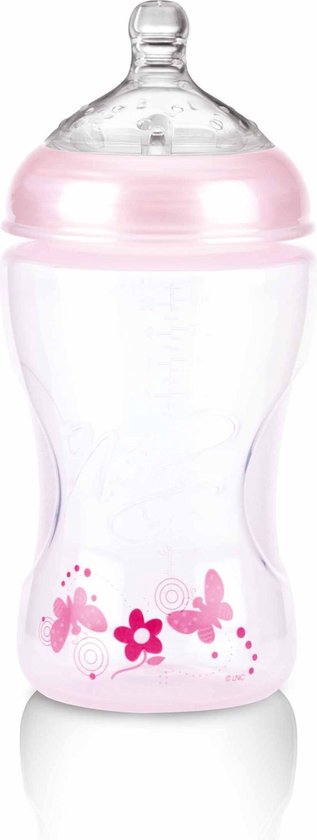 Set van 3 Nûby - Roze Zuigfles met SoftFlex™ antikoliekspeen – Medium flow - 330 ml
