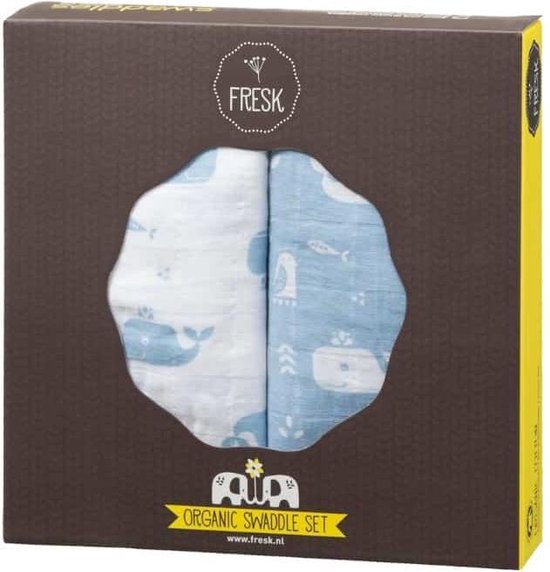 Swaddle hydrofieldoeken Whale blauw