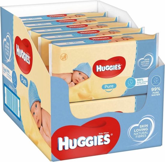 10x Huggies Billendoekjes Pure 99% Water 56 doekjes