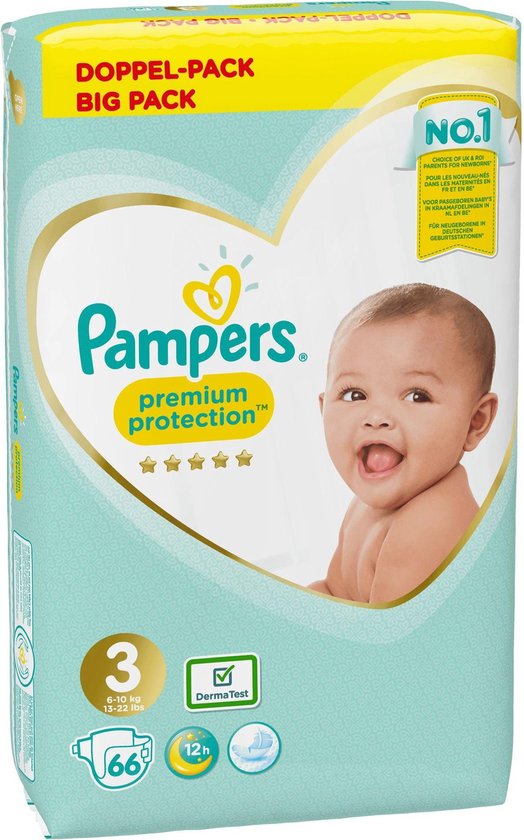 Pampers Premium Protection - Maat 3 (Midi) 6-10 kg - 66 Stuks - Luiers