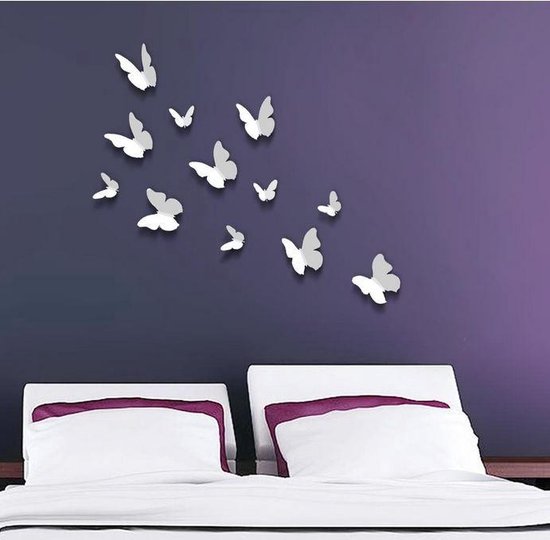 Premium 3D Vlinders Muursticker / Muurdecoratie Voor Kinderkamer / Babykamer / Slaapkamer - Vlinder Sticker Wit