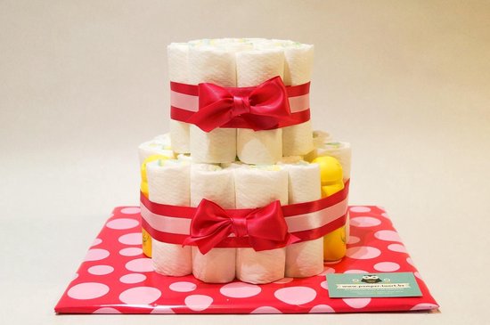 Luiertaart - Pampertaart Meisje 2 Laags Zwitsal Mini - 27 Pampers - Roze