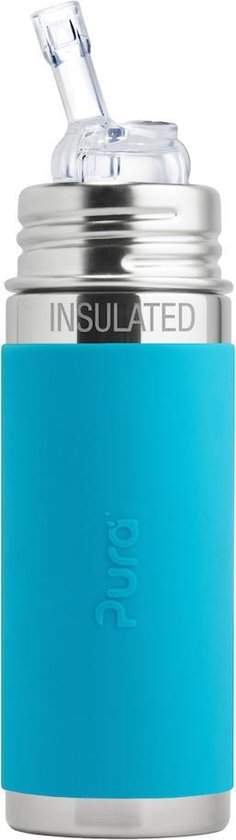 Pura thermos rietjesfles 260 ml inclusief aqua sleeve en reisdop