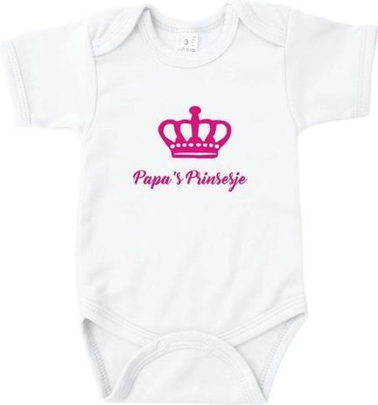 Baby rompertje Papa's Prinsesje | Korte mouw 62/68 wit
