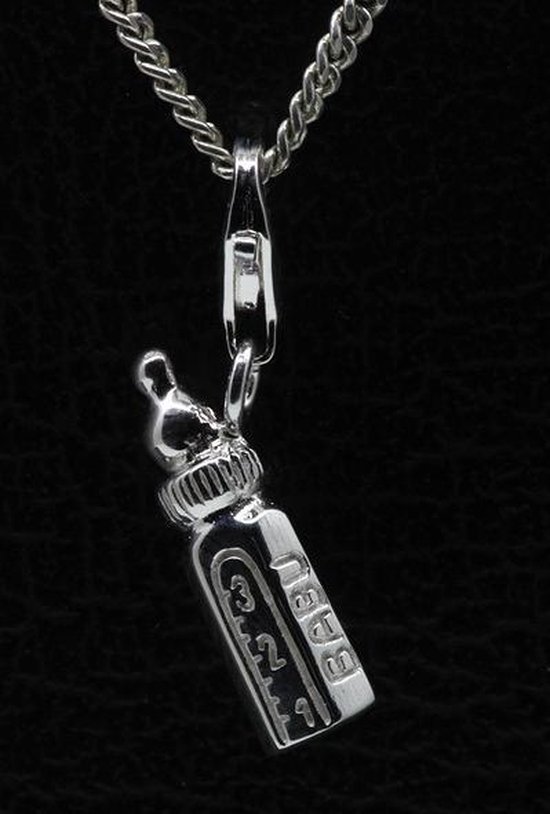 Zilveren Babyfles hanger én bedel