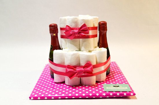 Luiertaart - Pampertaart Meisje 2 Laags Mini Cava - 28 Pampers - Roze