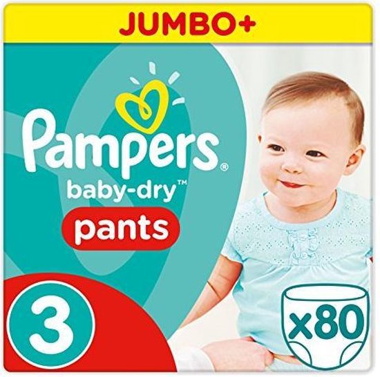 Pampers Broekjes Baby Dry Pants Maat-3 Midi 6-11kg Jumbo Pluspack 80-Luiers