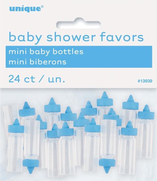 Uitdeelcadeautjes Kleine Baby Flesjes Blauw 24st