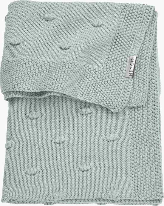 Meyco Knots wiegdeken - 75x100 cm - Stone green