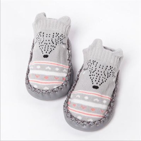 JillyBee - Baby Sokjes - Slofsokken - Antislip - Grijs - 14cm