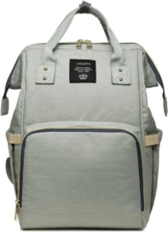 Luiertas - Rugzak - Verzorgingstas - 2 aluminium buggy haken - Grijs.