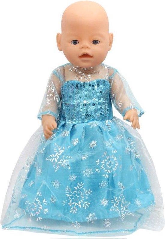 Prinses Elsa Jurk - Geschikt voor o.a. BABY Born 43 CM - Prinsessen jurkje