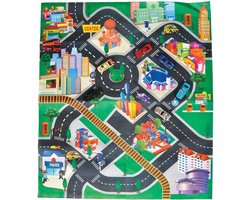 Autospeelkleed Down Town 80 x 70 cm inclusief autootjes -  Speelkleed setje met twee autos