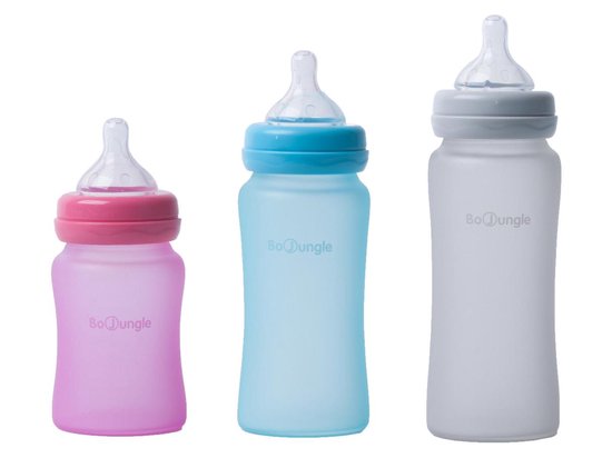 B-Thermo bottle Silicone Glas 150 ml - Grey Maat: 150 ml