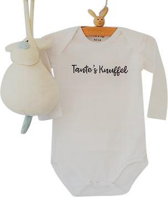 Rompertje Tante’s Knuffel Kan met tante haar naam | Lange mouw | wit | maat 74/80 | tante cadeau zwangerschap aankondiging tante's liefste worden voor verjaardag I love allerliefste   kind baby tekst lief beste leukste mijn zijn is de allerbeste best