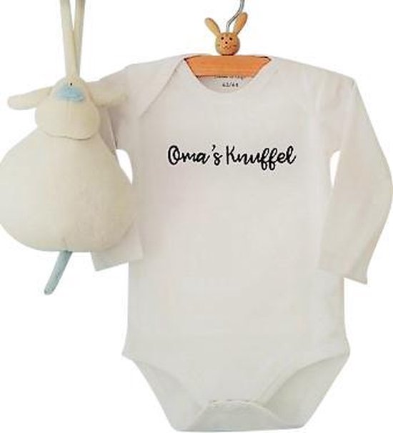 Rompertje baby oma bekendmaking je bent zwanger Oma's Knuffel Kan met oma haar naam | Lange mouw | wit | maat 50/56