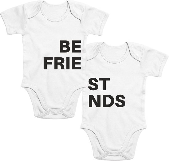 Baby Rompertje Best Friends - Tweeling - Wit - Maat 50/56 - Kraam cadeau - Babygeschenk - Romper - Geboorte - Valentijn - Moederdag - Vaderdag