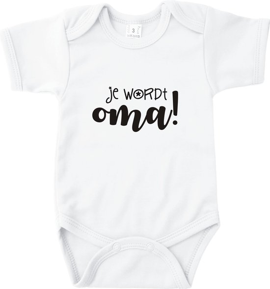 Rompertjes baby met tekst - Je wordt Oma - Wit - Maat 50/56 - Voor Oma - Zwangerschapsaankondiging - Valentijn - Babygeschenk - Baby kado - Romper - Babyshower