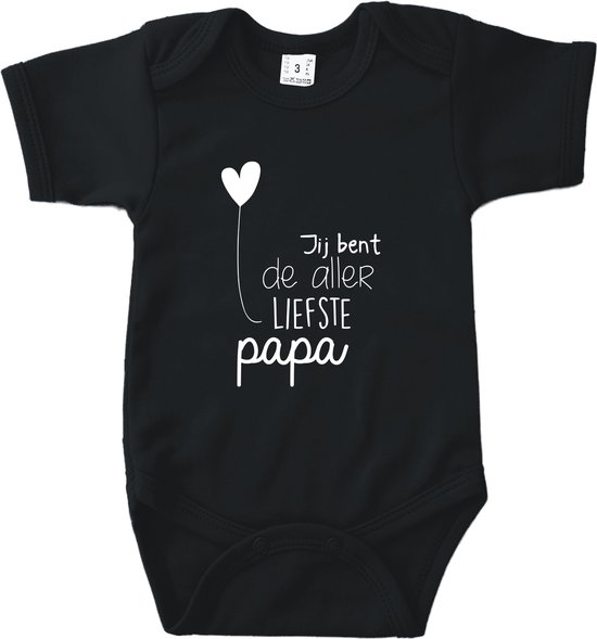 Rompertjes baby met tekst -   Jij bent de allerliefste papa - Zwart - Maat 74/80 - Voor Papa - Vaderdag - Valentijn - Babygeschenk - Baby kado - Romper - Babyshower