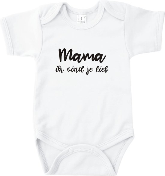 Rompertje Mama ik vind je lief - Wit - Maat 50/56 - Voor mama - moederdag - Kraam cadeau - Babygeschenk - Romper