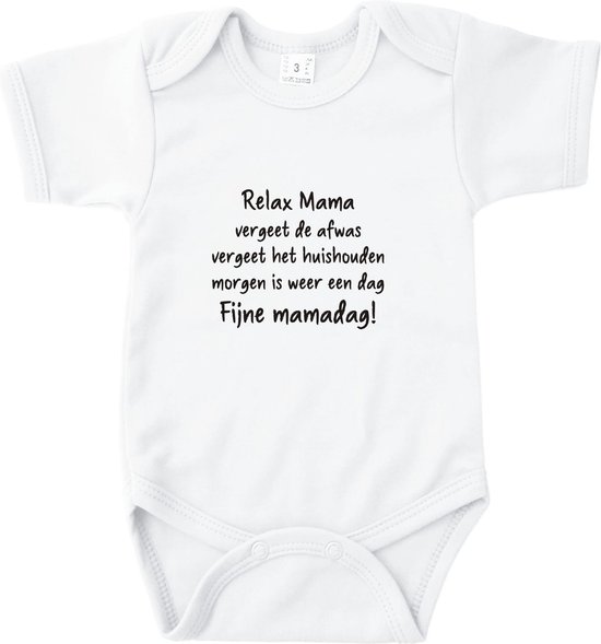 Romper Relax mama, fijne moederdag Wit 62/68