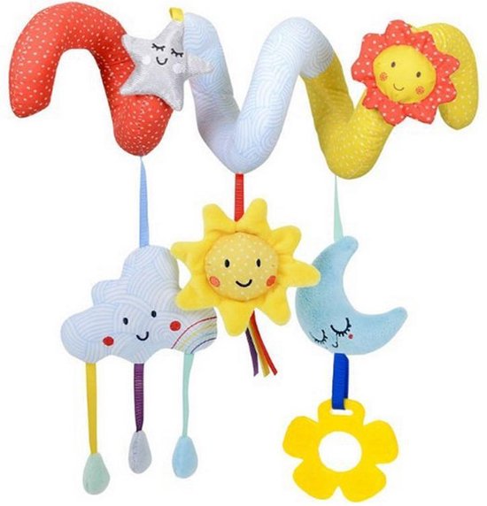 Boxspiraal Zon Maan Wolk - Box Speelgoed - Maxi Cosi Speeltje - Kinderwagen - Wieg - Rammelaar - Baby Speelgoed
