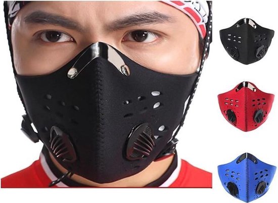Masker Voor Op De Fiets Of Motor - Ademend Ventielmasker - Fijnstof Mondkapje – Motor Masker – Ski Masker - Zwart