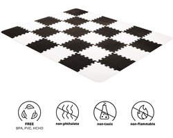 Kinderkraft LUNO Speelmat – 30 Puzzelstukken – Antislip & Waterdicht – 150x180 cm – Draagtas Inbegrepen – Zwart