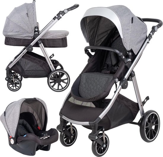 FreeON Kinderwagen Move 3 in 1 Donkergrijs (incl. autostoel)