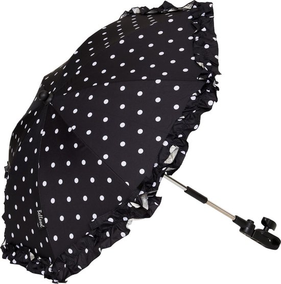 Bellasol - Parasol kinderwagen/buggy universeel - Speciale UV-werende coating - Stippen met extra ruffle randje - 1 jaar garantie