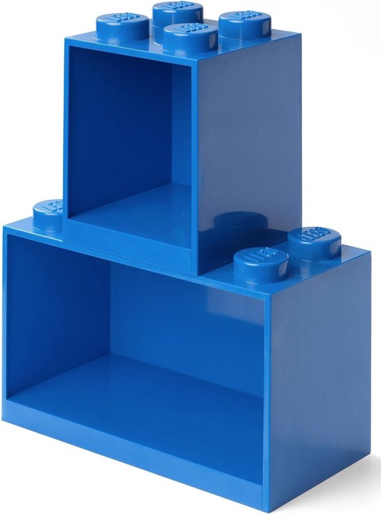 LEGO Iconic Brick Boekenplanken 4 Noppen - Set van 2 Stuks - Blauw