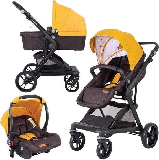 FreeON Vivere Combi kinderwagen Geel (incl. autostoel)