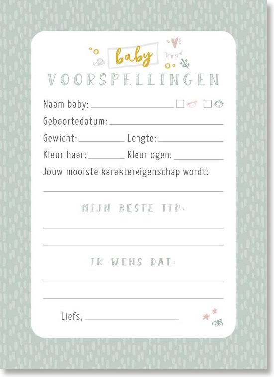 Mijn babyshower invulkaarten - 30 stuks - A6 formaat