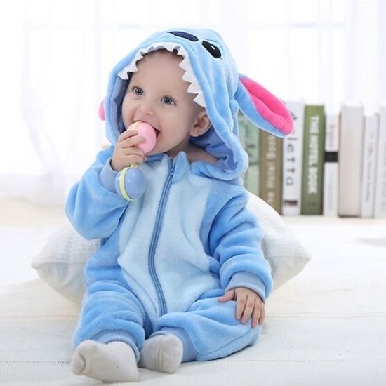 Budino Baby Romper Pyjama Onesie Stitch Dier - Blauw - maat 90