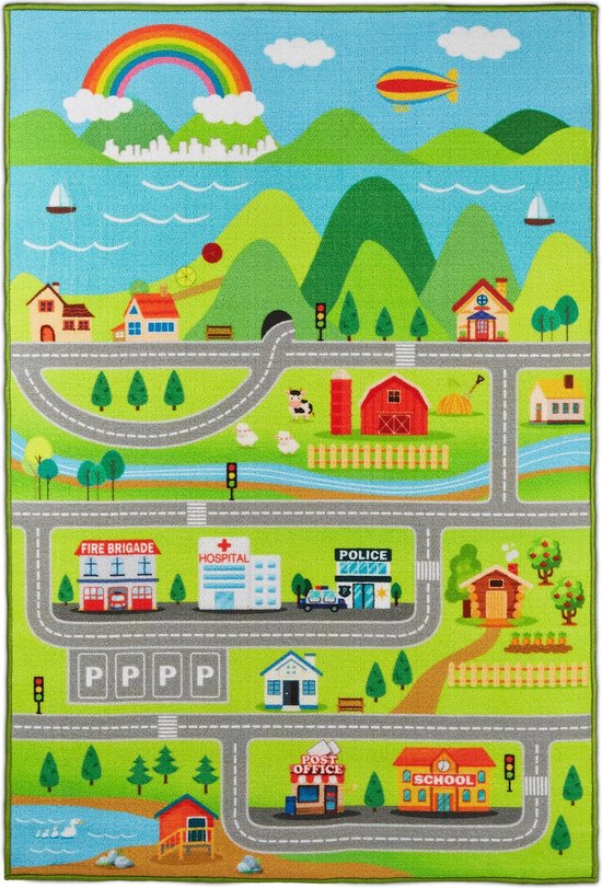 relaxdays speelkleed verkeer - verkeerskleed - autokleed - speelmat - kind - speeltapijt