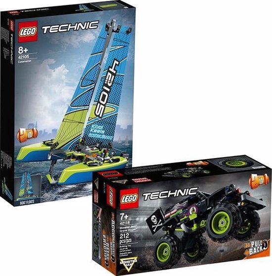 LEGO Technic Kado Bundel - LEGO Technic Catamaran 42105 + LEGO Technic 42118 Monster Jam Grave Digger