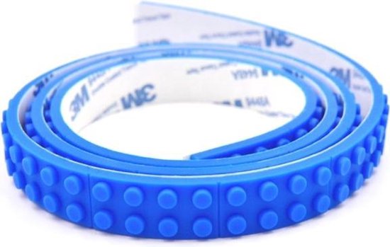 Replica Lego Tape | Bouwblokjes Tape | Bouwstenen 2 Noppen Tape | Verenigbaar met LEGO | Contructie Speelgoed |Buigbare Siliconen Tape | 1 Meter | Blauw