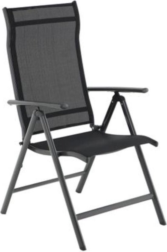 2x SONGMICS Opvouwbare tuinstoel, buitenstoel met duurzame aluminium structuur, 8-hoekige verstelbare rugleuning, Max. Capaciteit 150 kg, Zwart GCB02BK