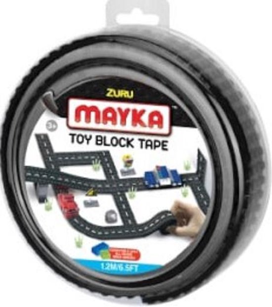 Zuru Mayka - Lego straat tape - 1.2 meter Zwart -4 noppen- Road toy block tape 3.9ft - 35540