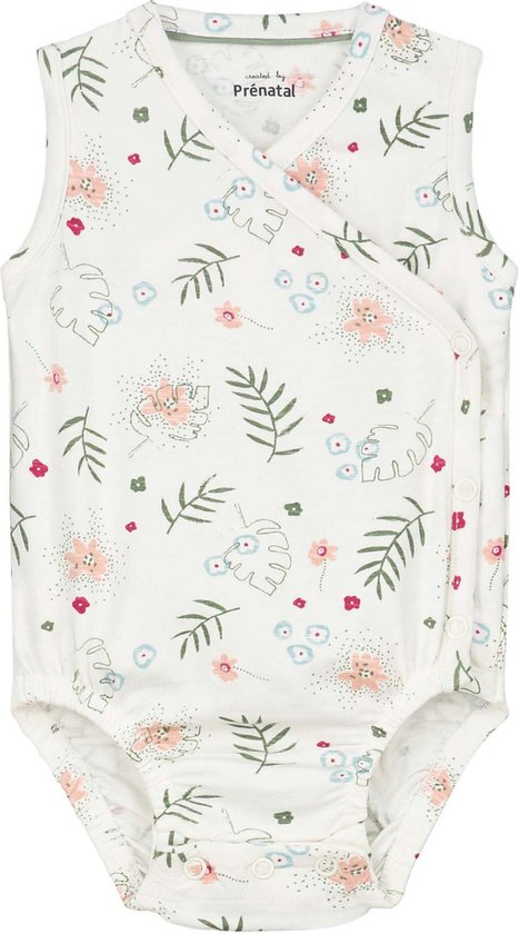 Prénatal Newborn Overslag Romper Meisjes - Baby Kleding voor Meisjes - Maat 50/56 - Gebroken Wit met Bloemenprint
