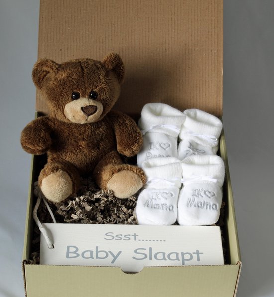 Minibox I Love mama/papa, kraamcadeau, cadeau zwangerschap, cadeau babyshower