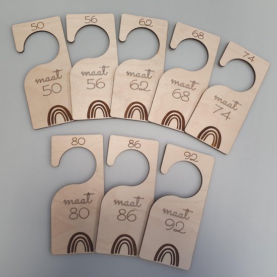 Kastverdelers REGENBOOG maat 50 t/m 92 - maathangers - baby - baby kleding - kleding kast - organizer - babykleding ordenen