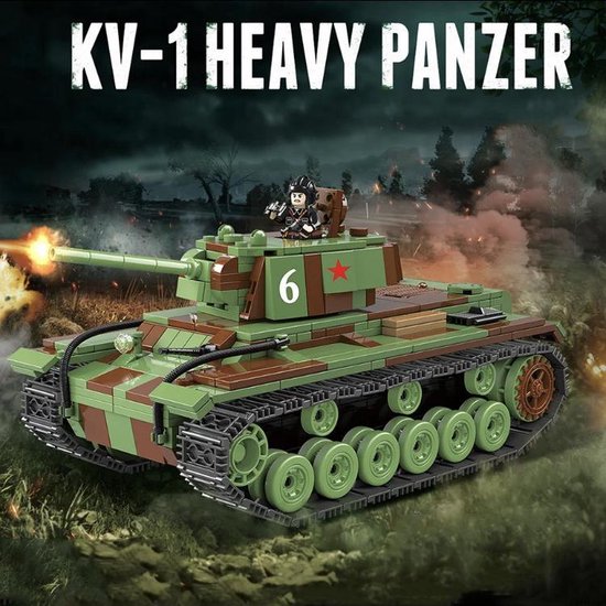 Russische KV1 Zware Tank - 768 onderdelen - Geschikt voor Lego compatible - WW2 - Soldaten - Militair - Tank - Army - Bouwstenen