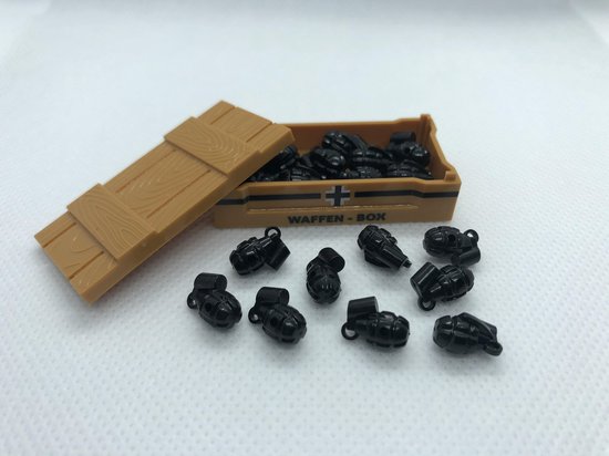 WW2 Bouwstenen - Wapenkist met 10 handgranaten - Geschikt voor Lego compatible - Soldaten - Militair - Tank - Army - Wapens - Geweren - Brick - Tweede Wereld Oorlog - Mini-figures - Leger - Duits - Navy Seals - Commando