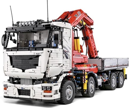 MEGA Radiografische Vrachtwagen / Truck Iveco MAN met Kraan Pneumatisch Technic Bouwpakket - Meer dan 8000 Bouwstenen!!! Lego® Compitabel - Toy Brick Lighting®