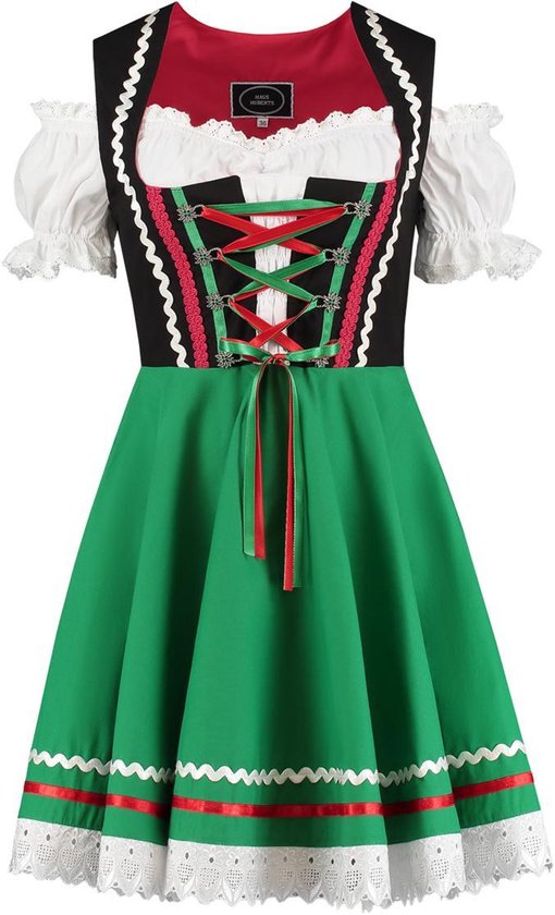 Dirndl Zwart-Groen-Rood 2-delig | Maat 40